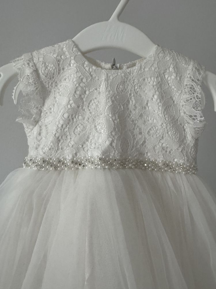 Rochie nunta botez alba cu voal