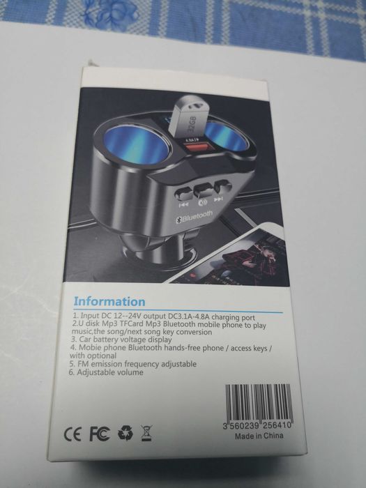 Modulator fm A9 cu bluetooth si adaptor bricheta