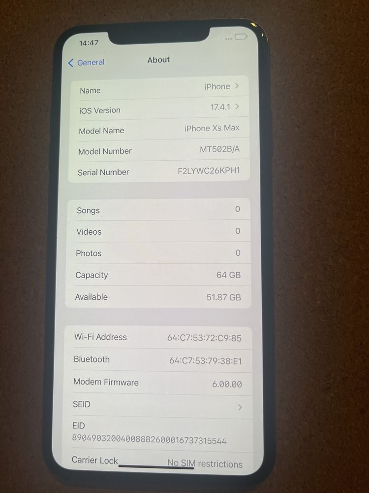 Iphone XS Max 64 Gb ID-wkr974