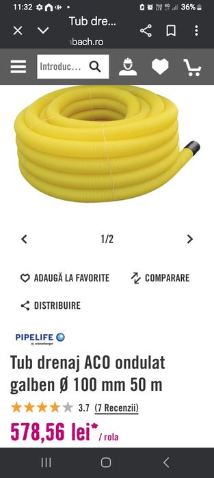Tub drenaj 100mm 50 metri