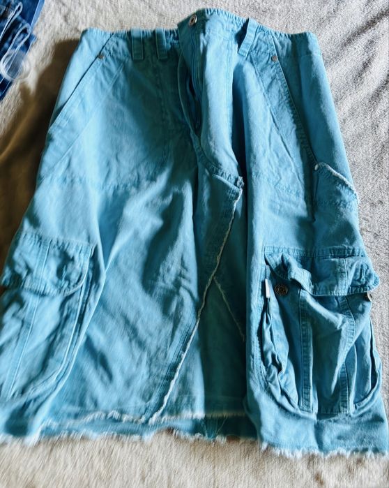 Fustă Culoare Bleu Deschis, Stil Casual/Cargo, 100% Bumbac