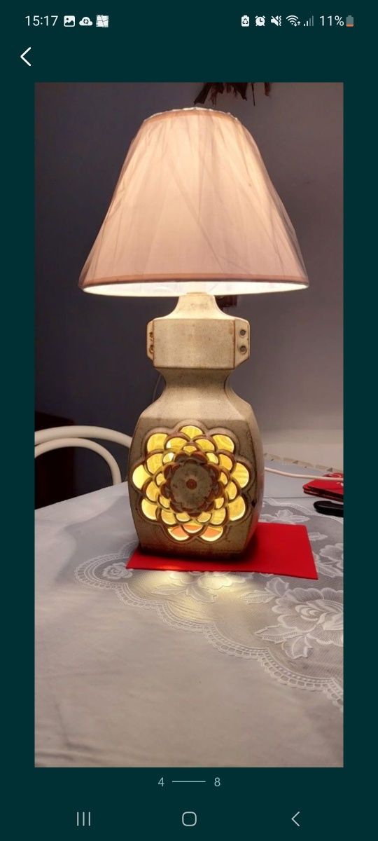 Lampa veioza vintage colectie ceramica hand made Franța 1970