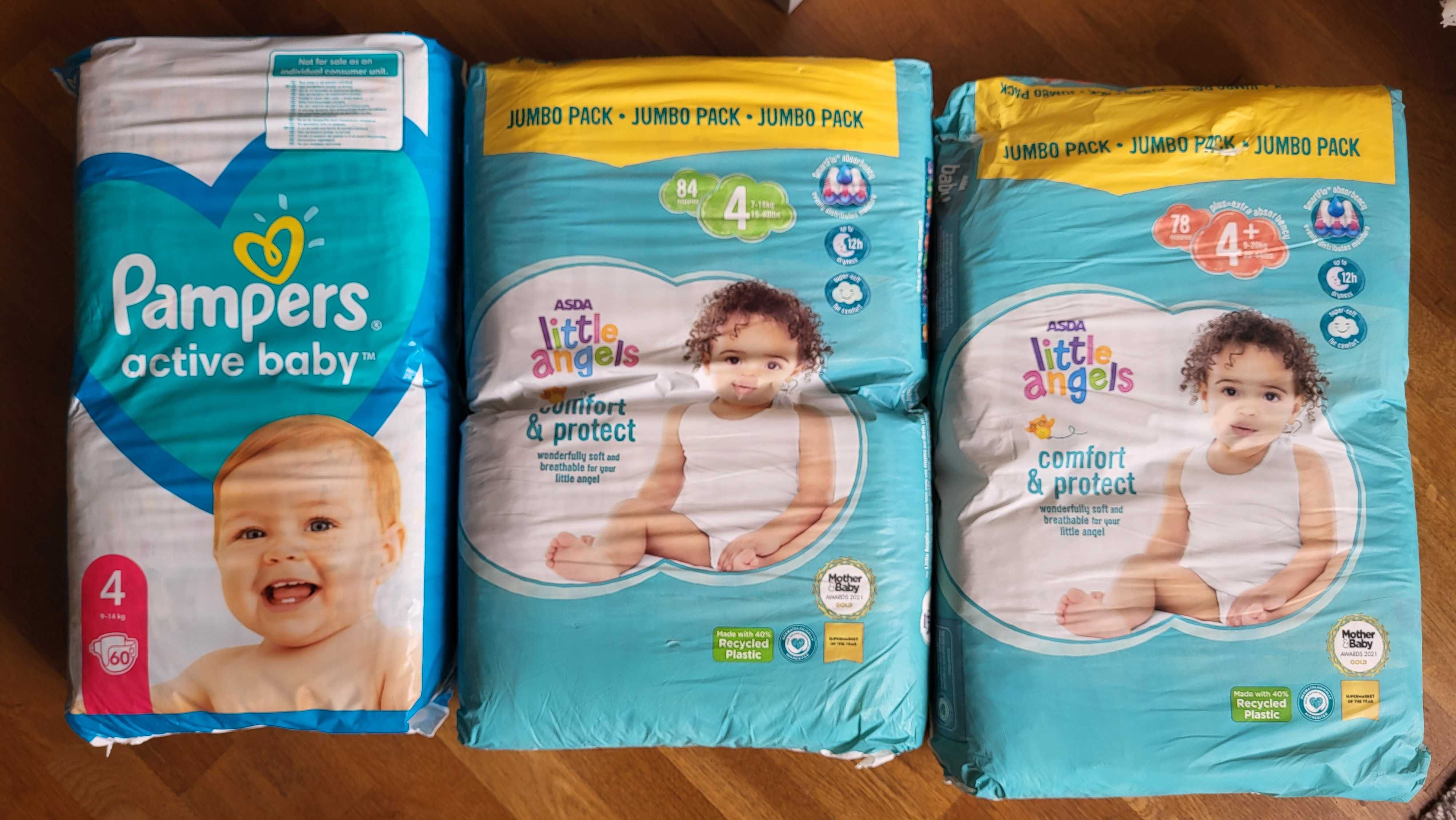 Памперси Pampers 4, Little Angels 4 и 4+ и Lupilu 5