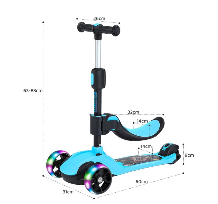 Trotineta 2 in 1 cu roti luminoase