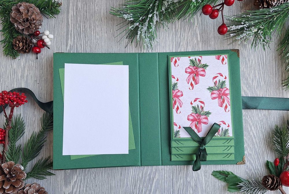 Албум за снимки "Коледно вълшебство" в зелено, ръчна изработка /35.34