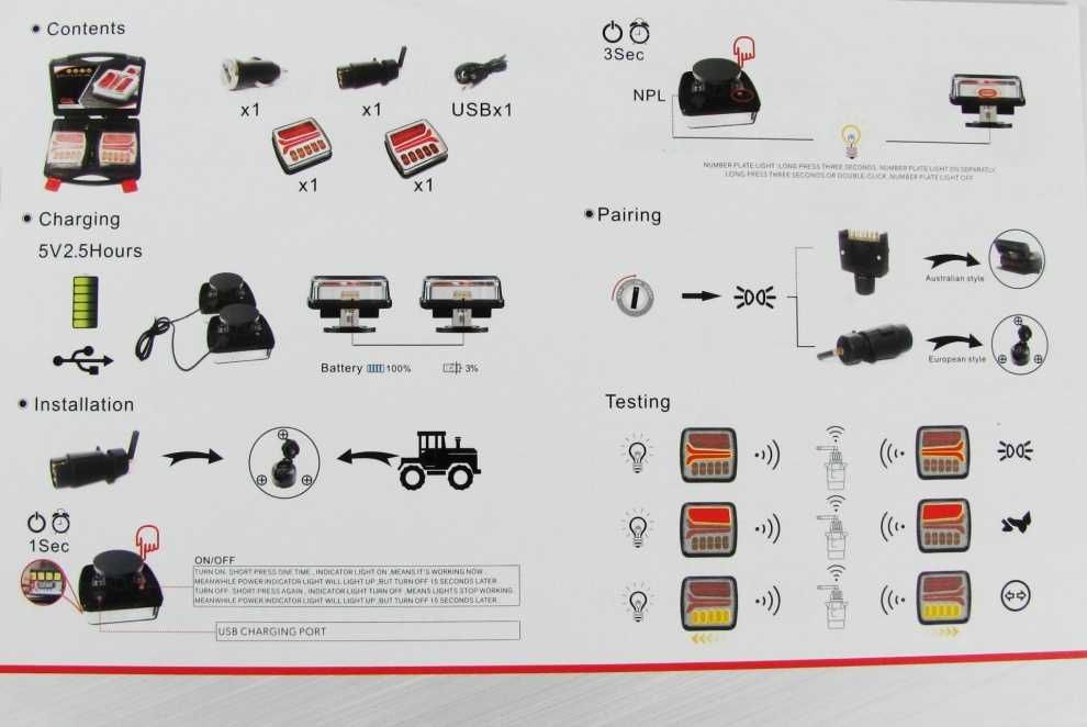 Безжични Wireless С Магнит 12V 24V Лед Led Стопове 3417