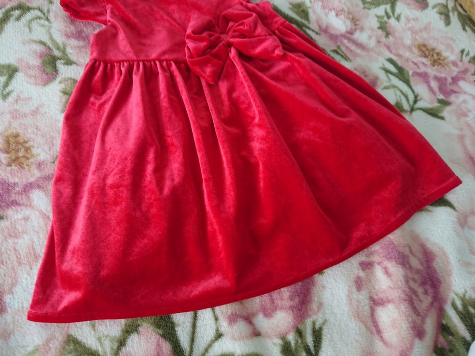 Rochiță roșie de catifea H&M, 80-86 cm, 1-2 ani