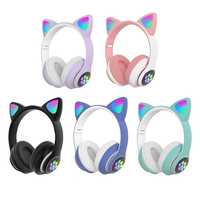 Детски Слушалки - Светещи котешки уши  с микрофон AUX IN TF MP3 плейър
