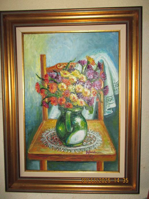 tablou cu  crizanteme