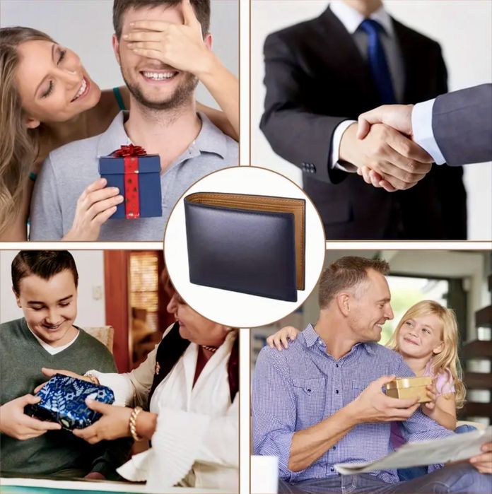 -15%Промоция•Елегантен и Изискан мъжки портфейл/Двуцветен естест. кожа