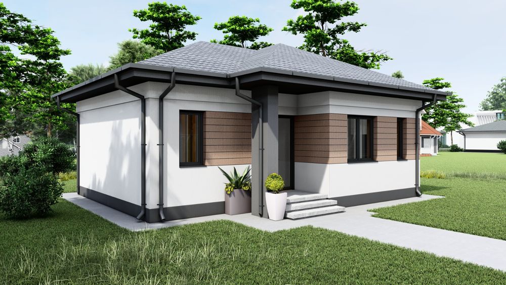 Case cu două dormitoare dining și baie bucătărie