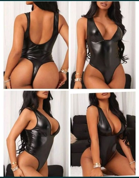 Costum Sexi, Body Sexi Material Tip Piele, Imitație Latex