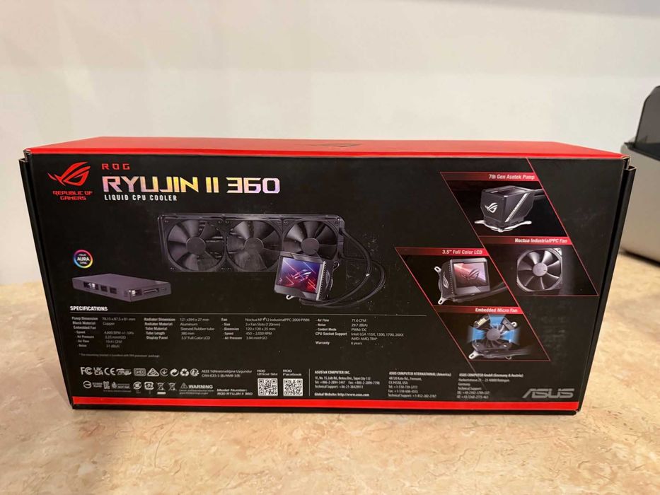 Водно ASUS ROG RYUJIN II 360 Noctua NF-F12 IndustrialPPC Fans 3.5 Full