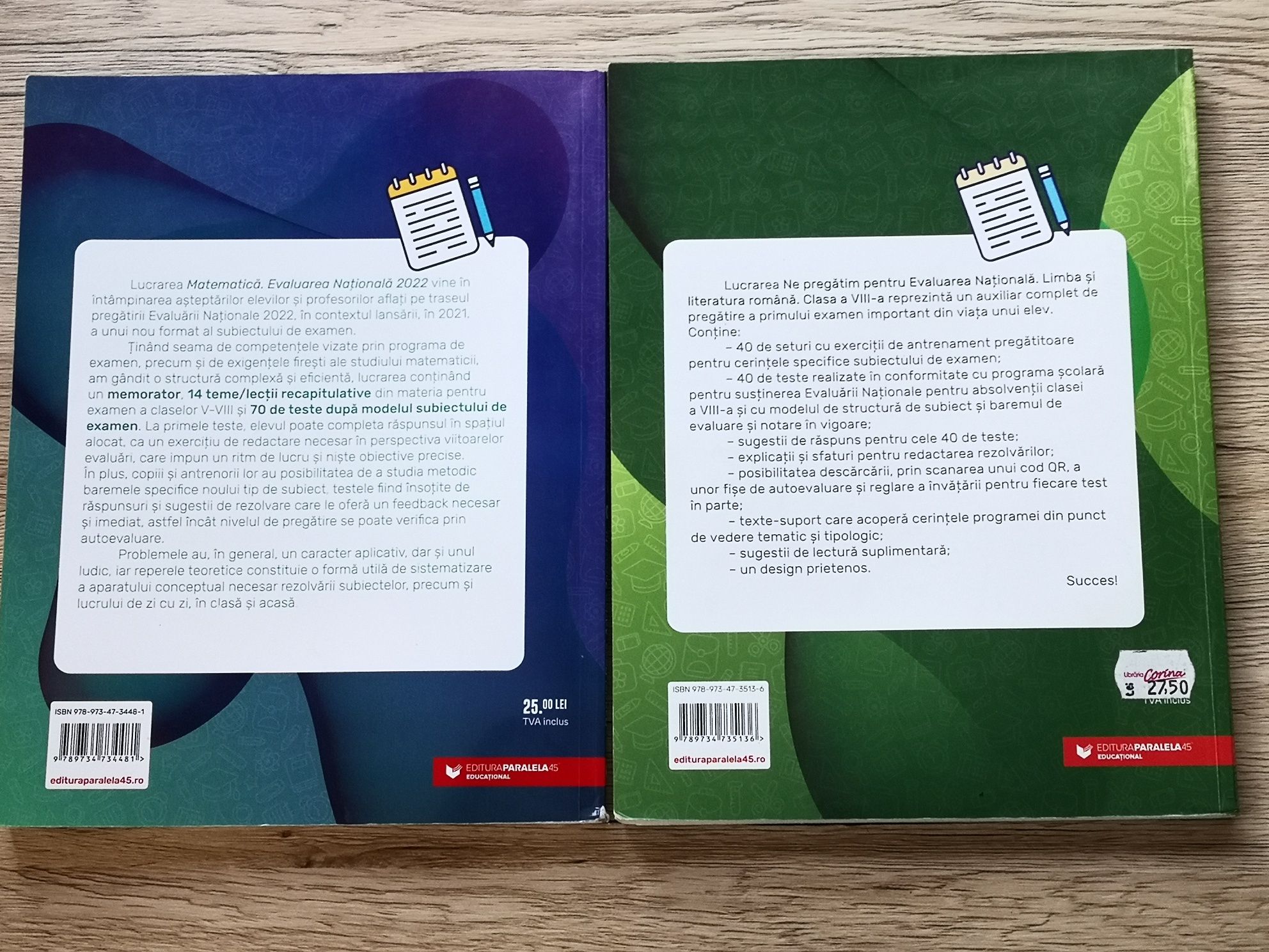 Evaluarea națională - 2 cărți matematică și limba română