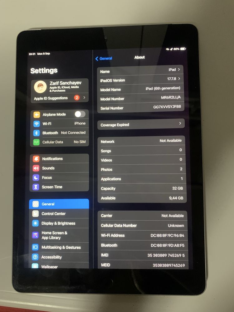 Ipad 6 32 gb xolati yaxshi pull zaril shu uchun sotilyapti abmen 11 da