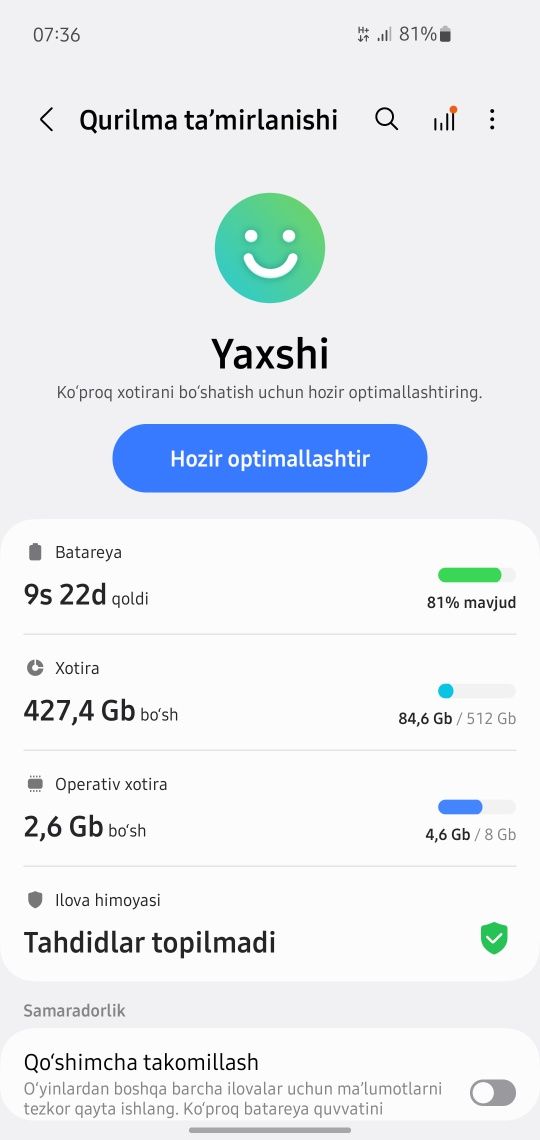 Samsung S 10 holati a'lo  xotirasi katta tel qidirganlar uchun ajoyib