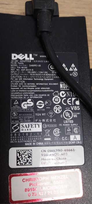 Оригинално зарядно Dell 19.5v 4.62A.