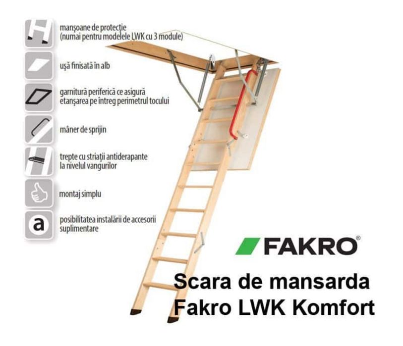 Scara pod mansarda Fakro noua nedesfacuta 120x70 cu 2.7 m deschidere