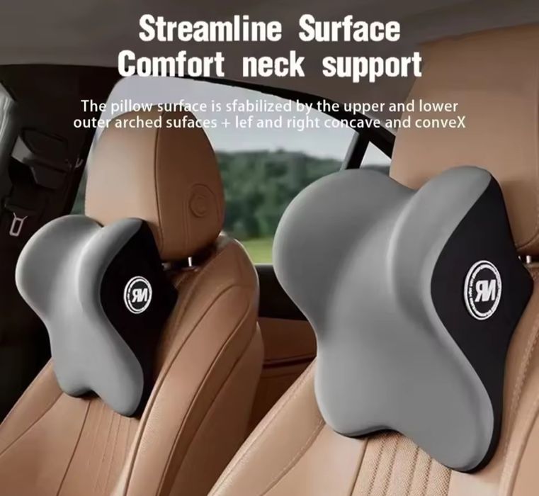 Черни и сиви автомобилни възглавници за врата от мемори пяна