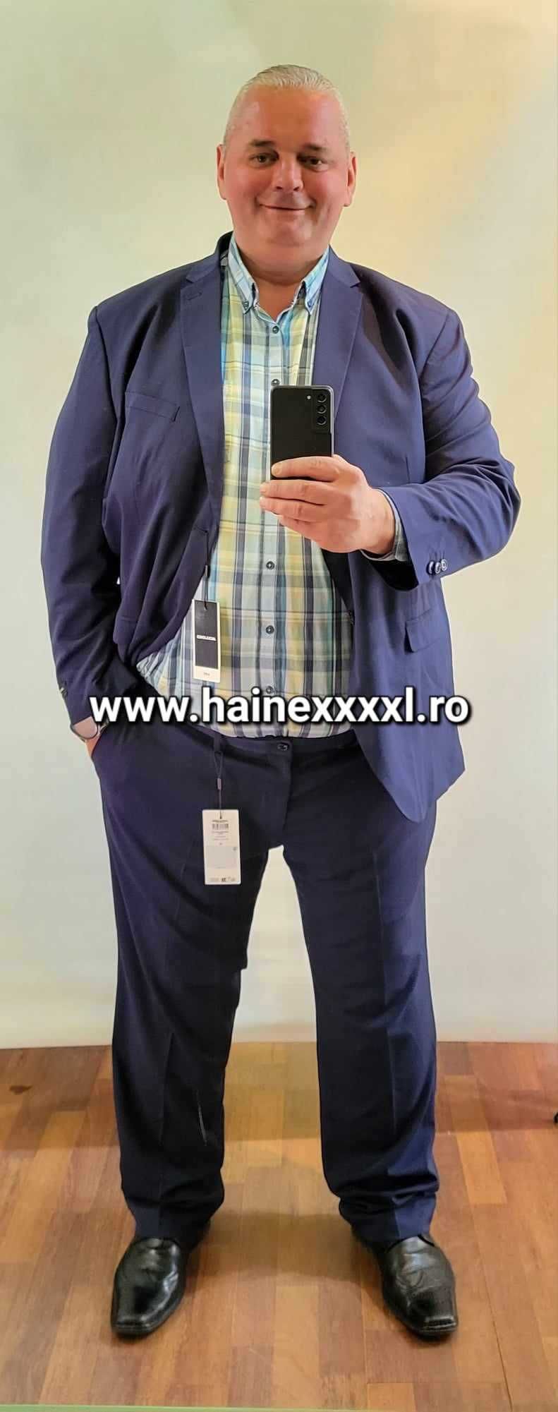 Costum barbati marime mare,  albastru talie elastica 150 – 160 cm