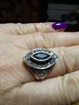 :Inel vintage aur galben cu safir natural și diamanteroze -cut