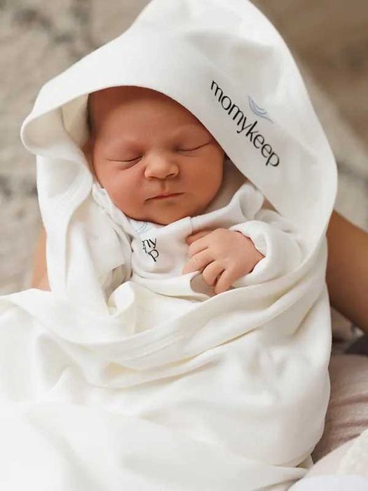 Păturică cu glugă, din bumbac organic, 90×90 cm