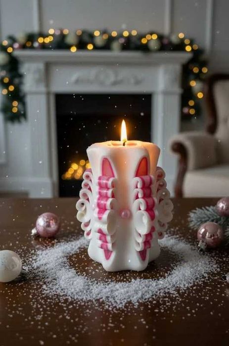 Lumânări elegante lucrate manual, cu modele florale