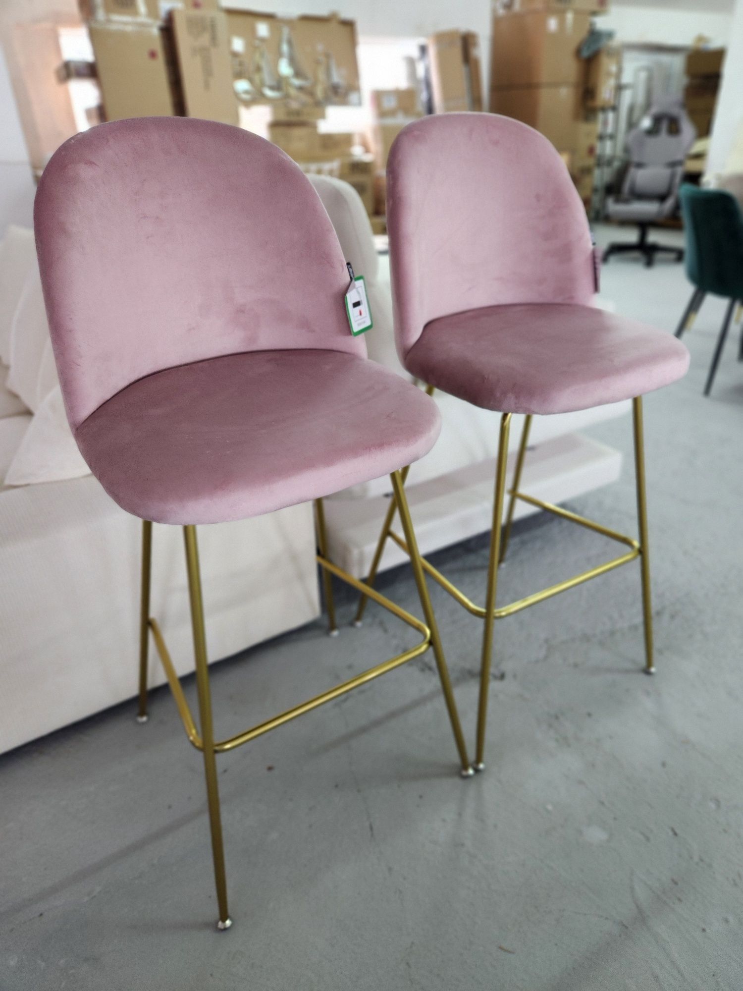 NOU Set scaune bar rose, auriu