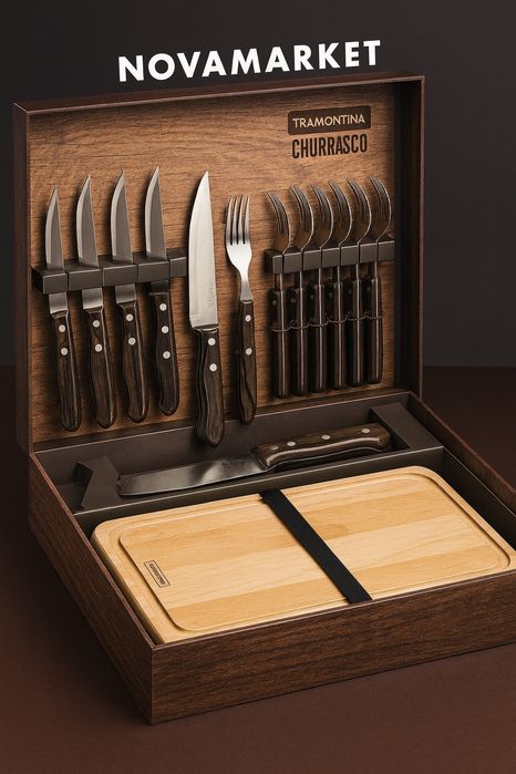 Набор ножей Tramontina Churrasco (Made in Brazil) — Doska + 14 pcs  •