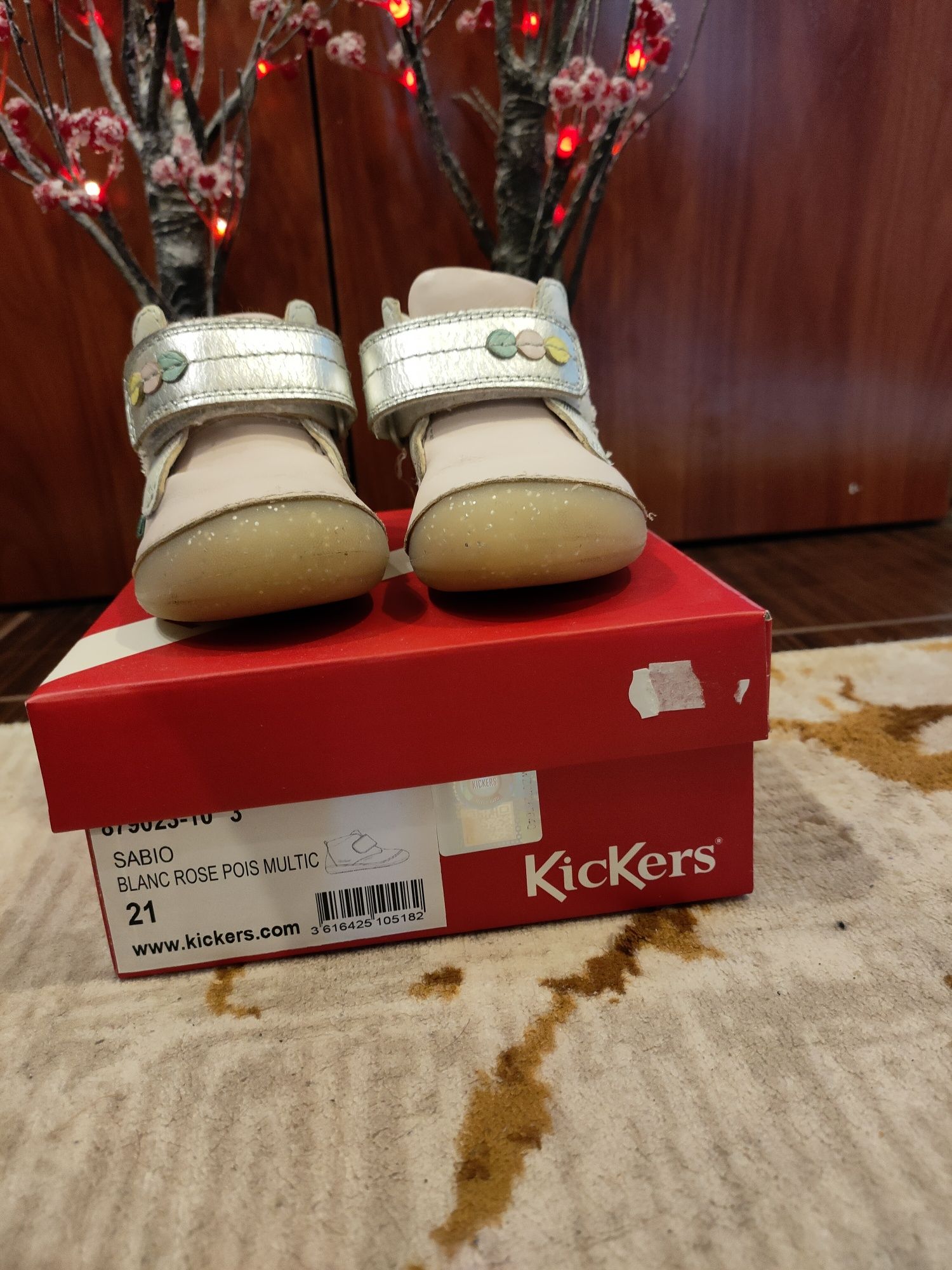 Ghetuțe Kickers Sabio Blanc Rose