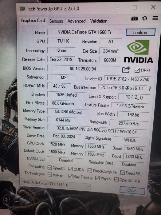 Видеокарта NVIDIA GeForce GTX 1660 Ti