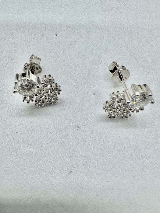 Сребърни обеци с мойсанит (Диамант) 0.5 карата