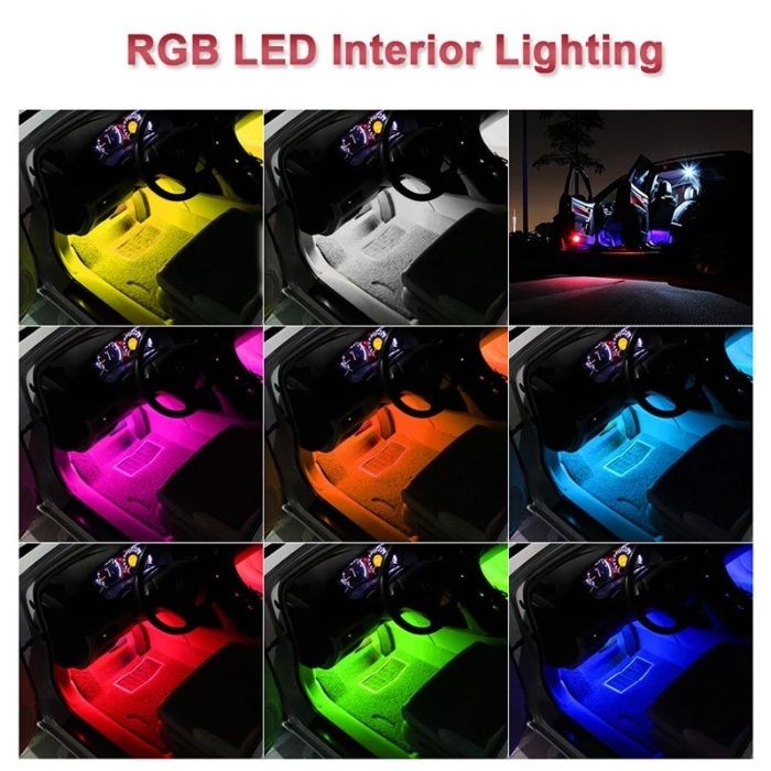 RGB LED интериорно осветление за кола автомобил диодни ленти светлини