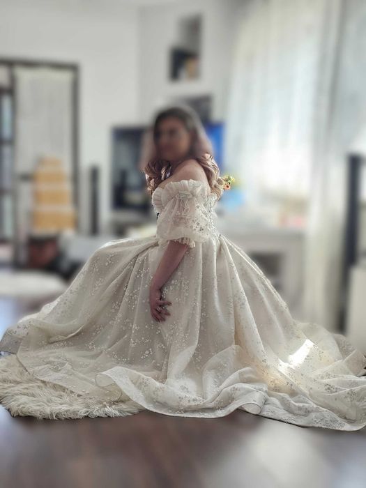 Rochie de mireasa linia A-Barbara Langellotti, ivory