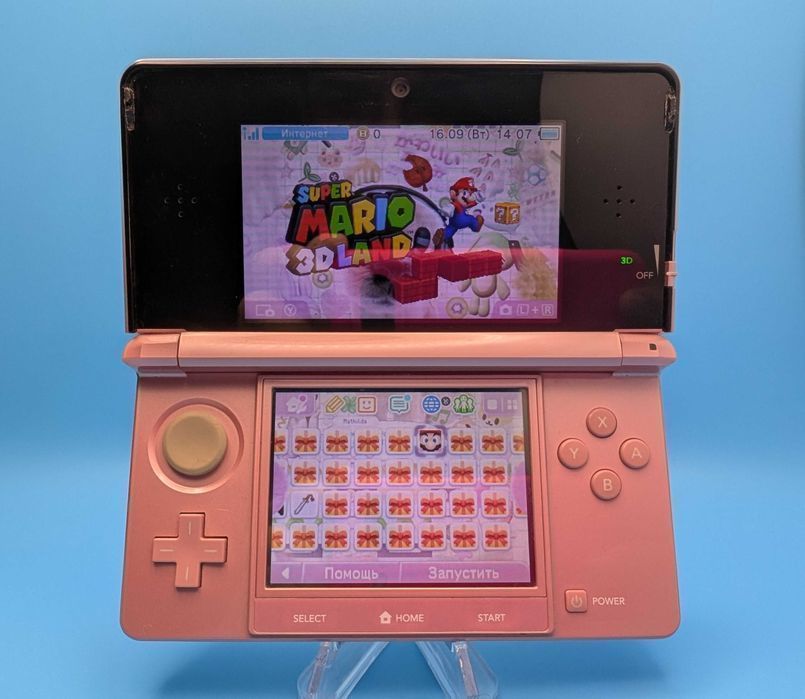 Nintendo 3DS old (Pearl Pink, 64гб, прошитая, с играми, новый АКБ)