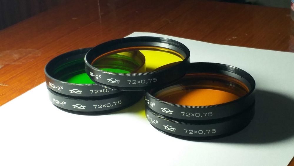 Светофильтры 72х0,75 набор цветные светофильтры