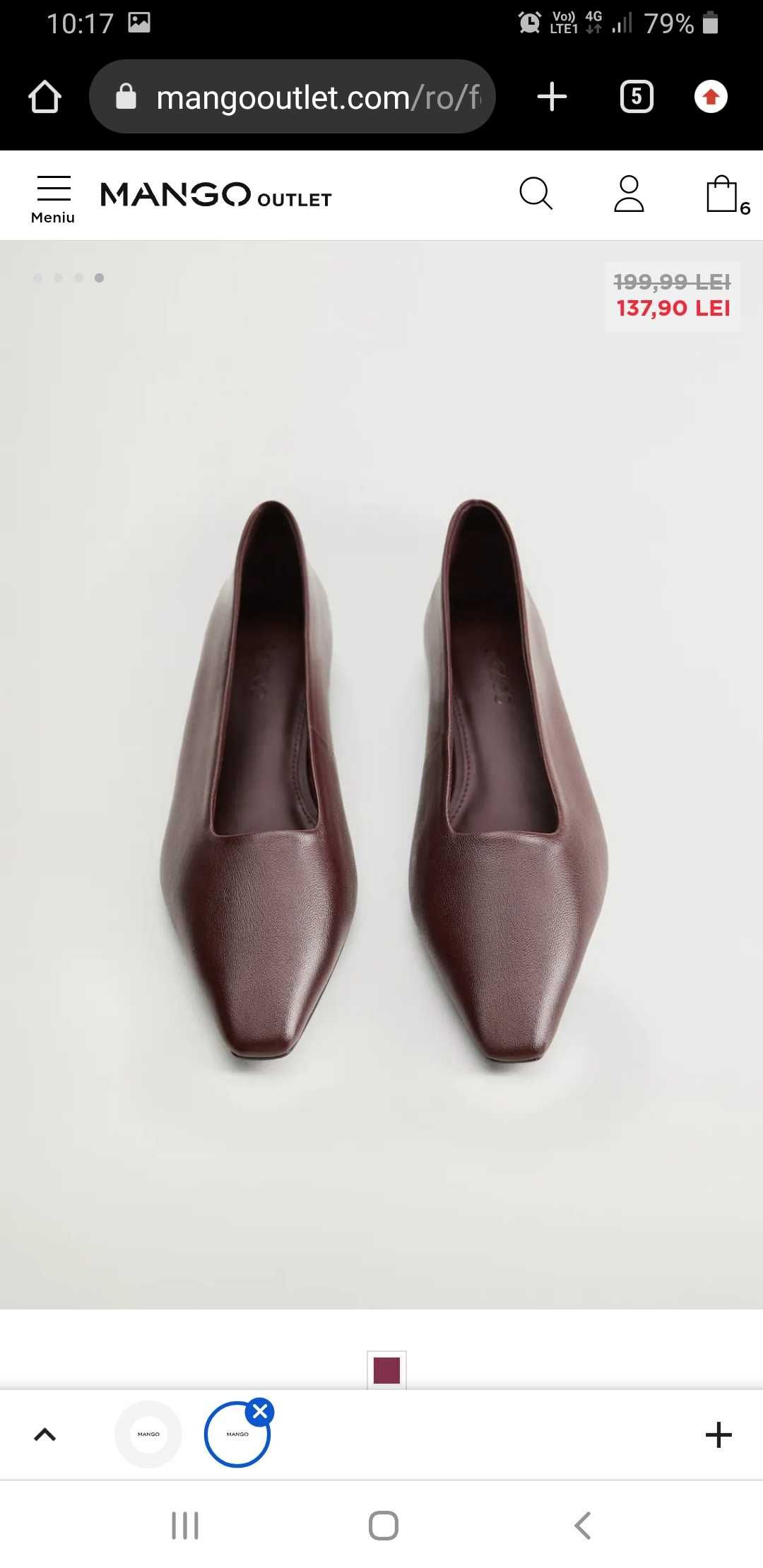 Pantofi piele Mango marimea 38