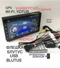 Pioneer андроид универсал манитор мафон wifi yotub gps usb Blutus