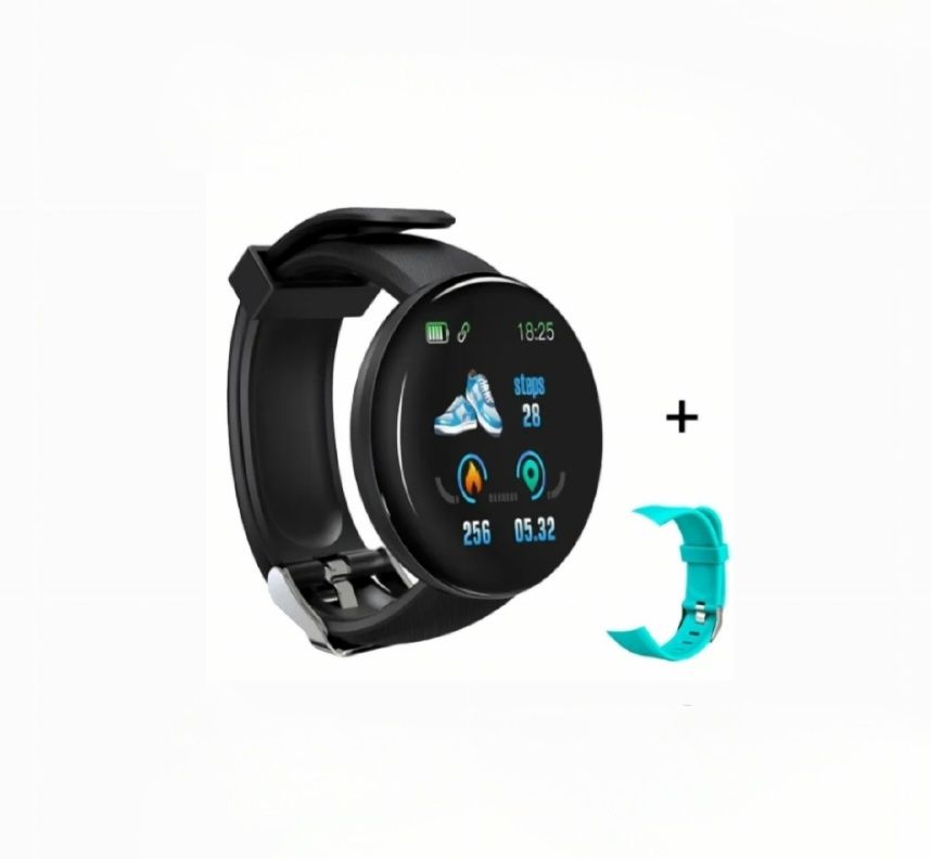 Set smartwatch performant cu 2 curele. Negru/Turcoaz. USB. Waterproof.