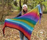 Шарен плетен памучен шал (ръчна изработка)