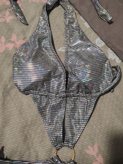 Costum de baie întreg S și M  argintiu sexy