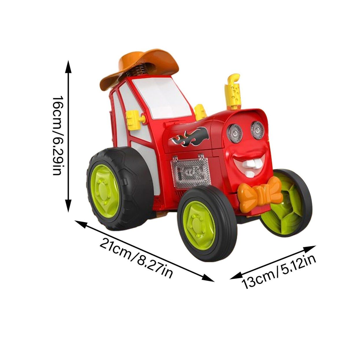 Весёлый танцующий трактор красный