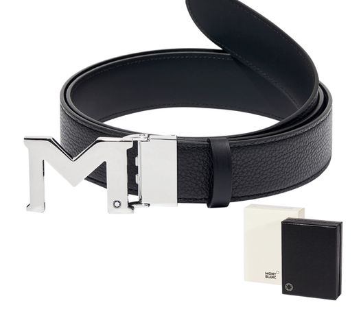 Monblanc curea/belt leather M buckle black 35mm/120 cm Made in Italy