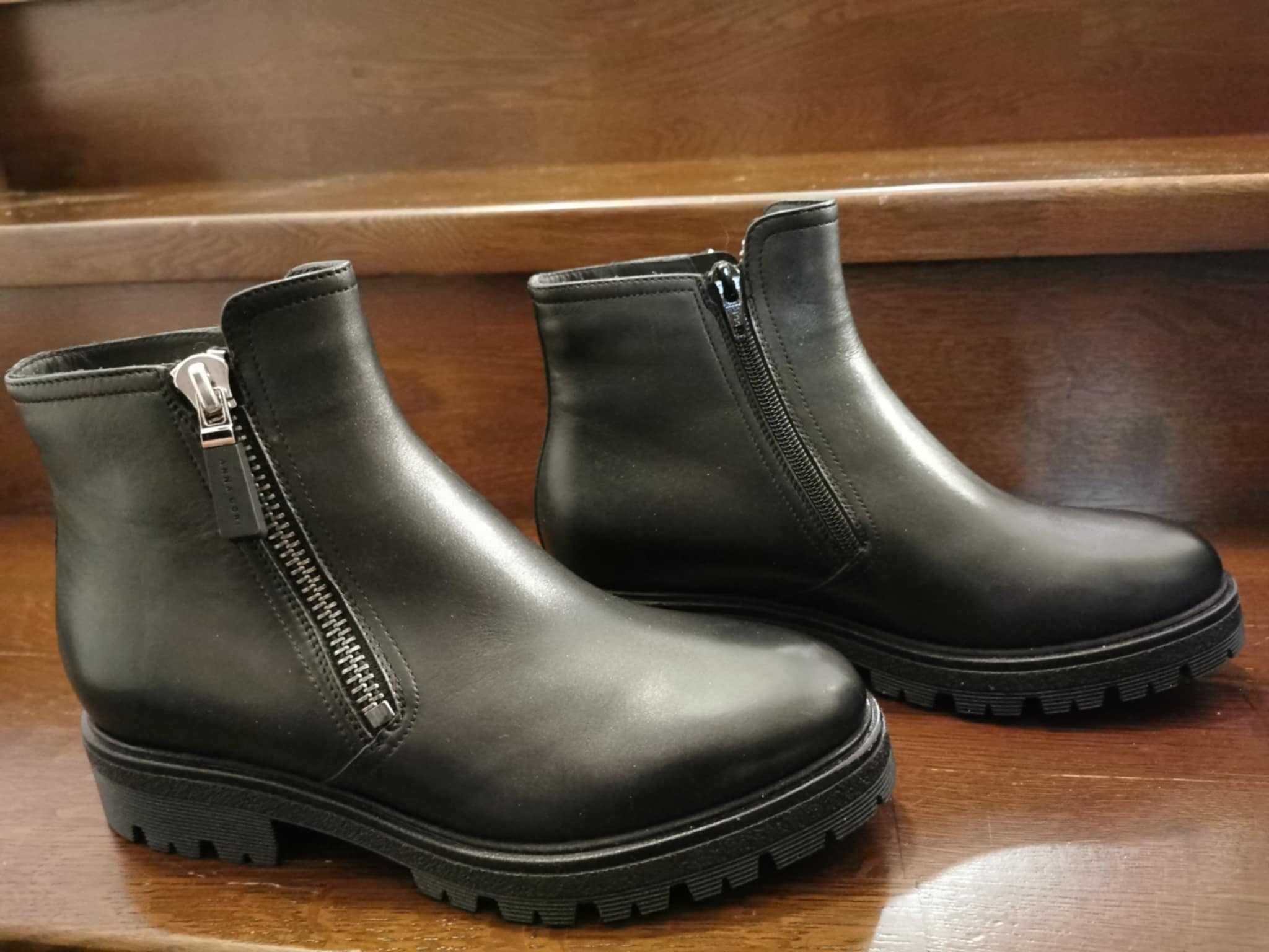 Ghete / botine AnnaCori negre, noi, nepurtate, 39, de piele