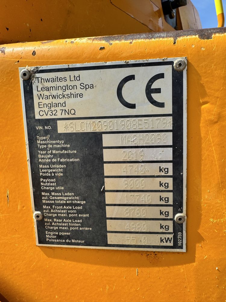 Thwaites dumper 9 tone an 2019 ore 1400