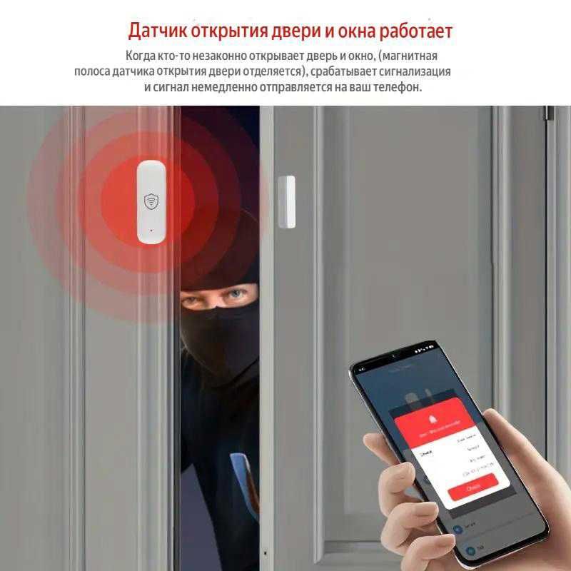 Сигнализация Wi-Fi с магнитным датчиком на дверь, окно, сейф