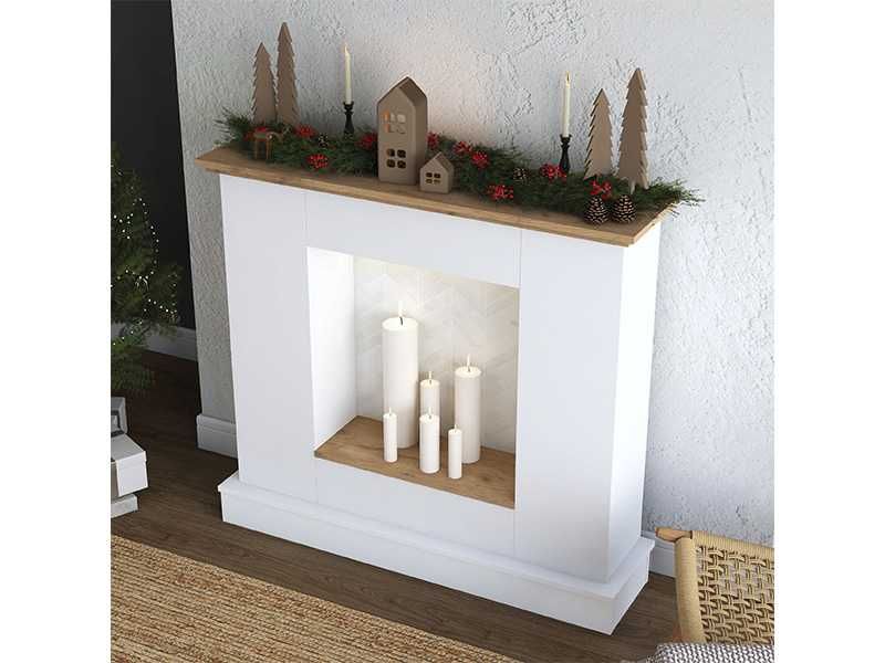 Декоративна LED Камина Puzzle-home 3881, Бял-натурлен, 120х30х109см