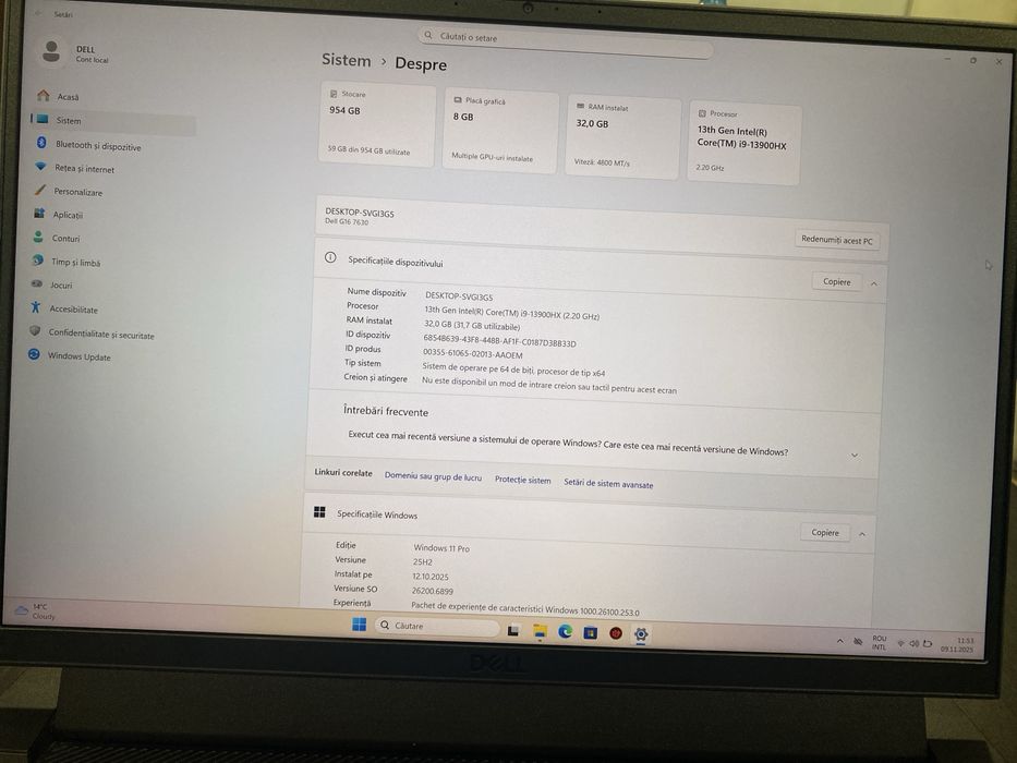 DELL G18 Intel CORE i9-13900H,32 GB ram, 1 TB SSD, Nvidia 4060, #40924