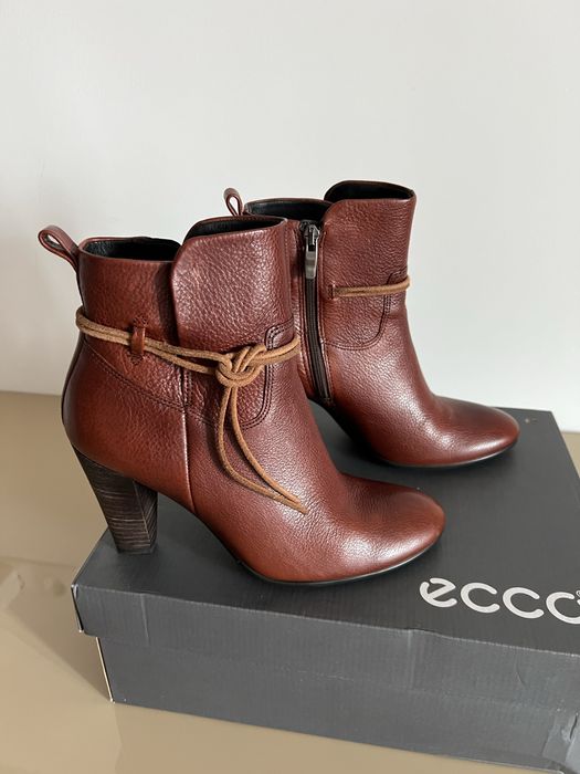 Botine noi din piele, 36, Ecco , maro cognac