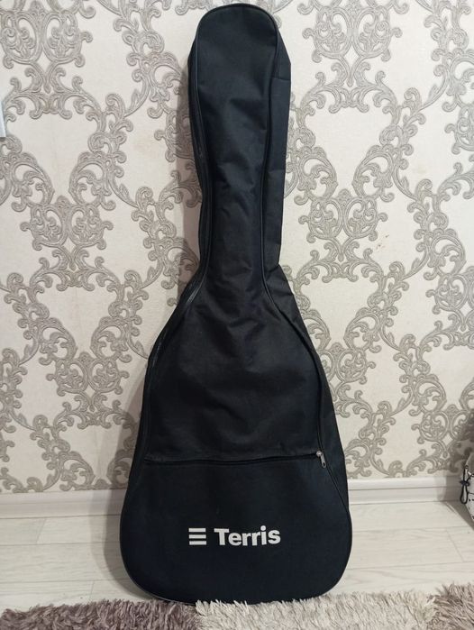 Гитара, чехол, разноцветные струны и медиатор